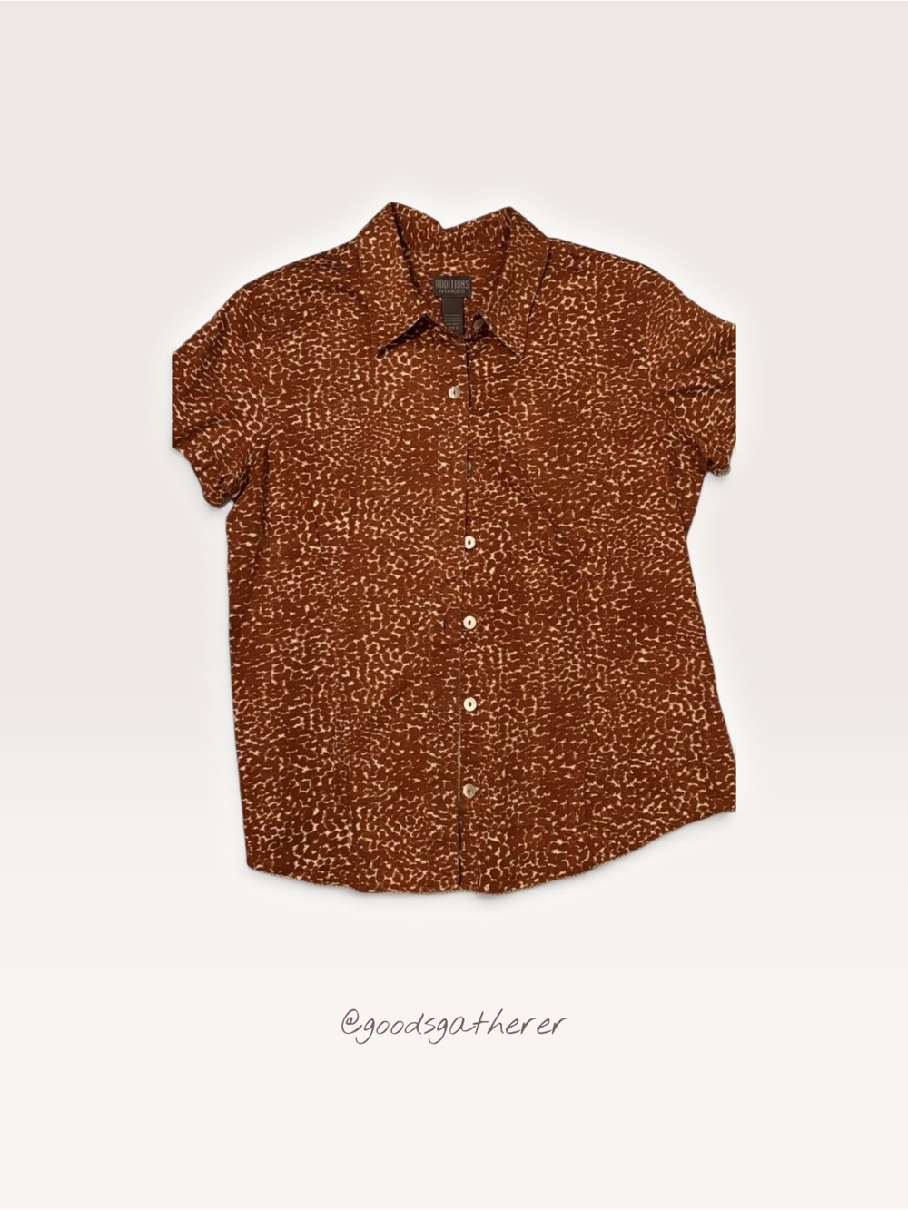 Additions by Chico’s Brown Animal Print Button Front Shirt